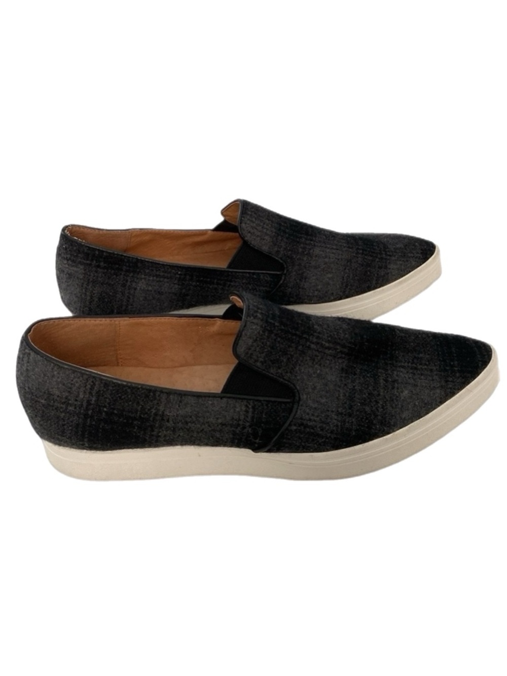 All Black Anthropologie Wool Leather Lined Pointy Toe Sneakers EU 38.5